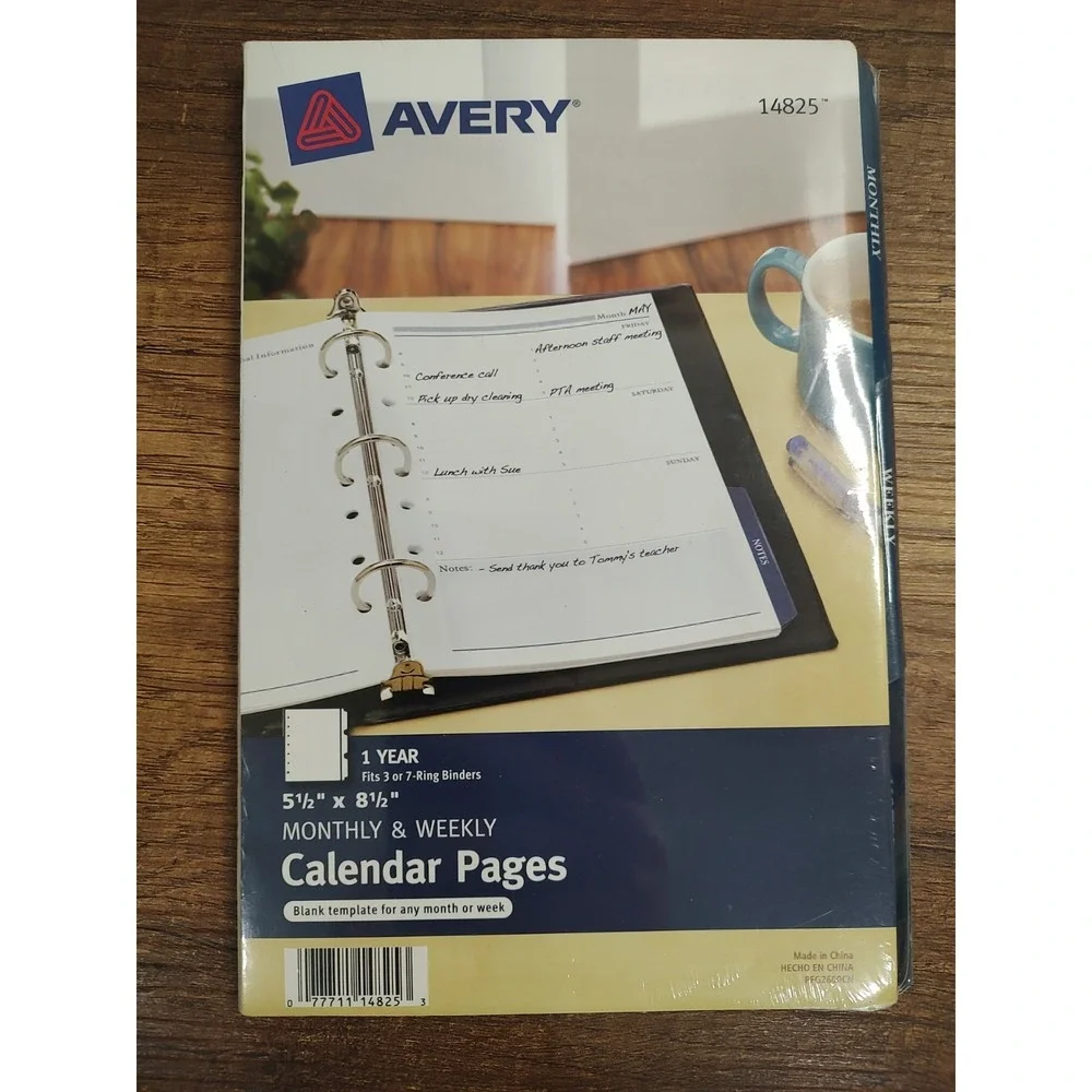 Avery Mini Monthly and Weekly Calendar Pages 5.5 x 8.5 inches (14825) Sealed